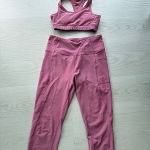 X BY GOTTEX KELLY ANKLE LEGGING WITH POCKETS PINK SPORTS BRA AND LEGGING SIZE XS